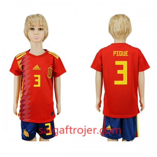 Spanien Fodboldtrøjer Pique 3 Børn Hjemmebanesæt VM 2018 Spanien Fodboldtrøjer Pique 3 Børn Hjemmebanesæt VM 2018